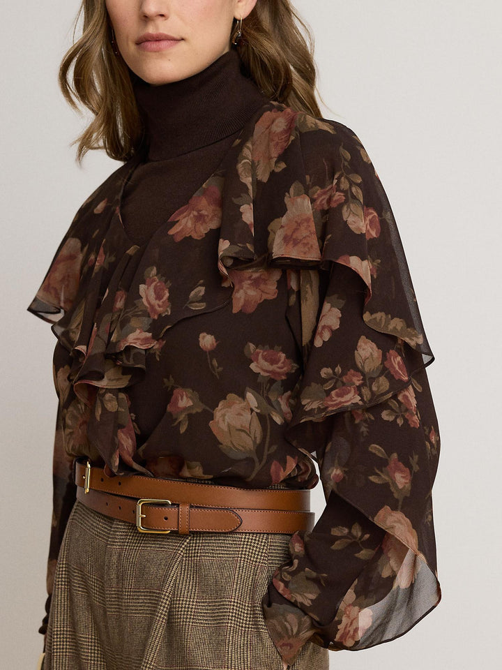 Floral Ciffon V-Neck Blouse