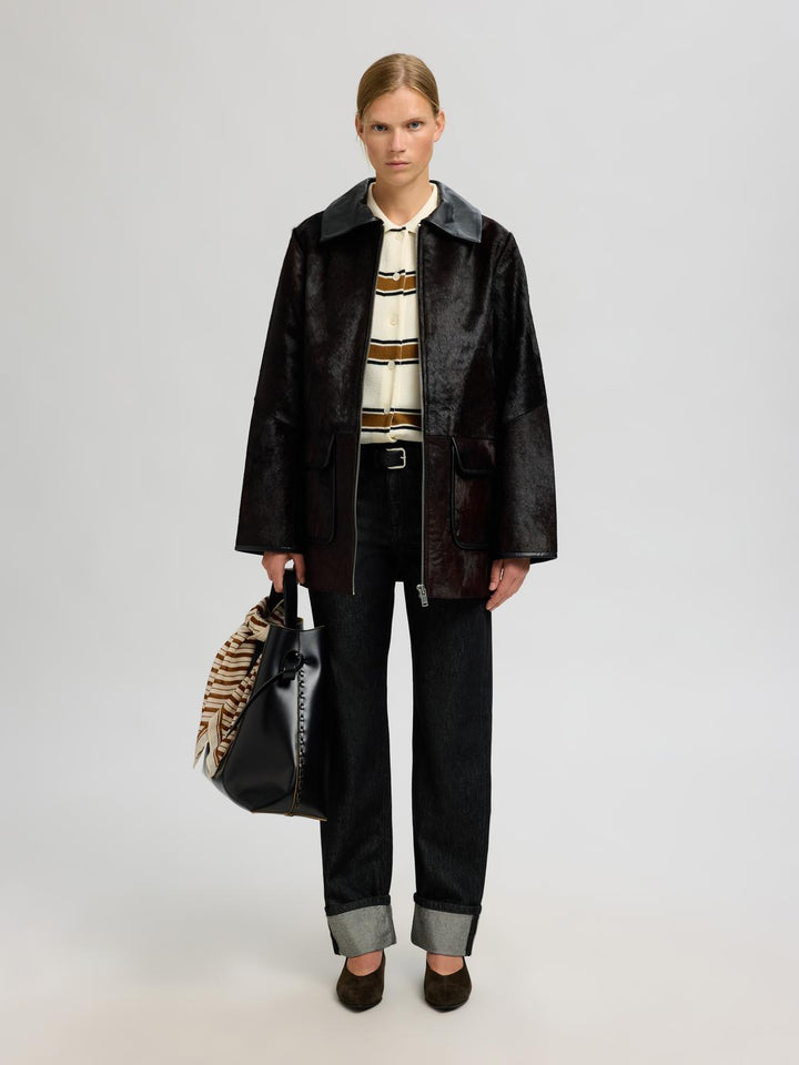 Slfthea Ls Knit Button Collar Neck