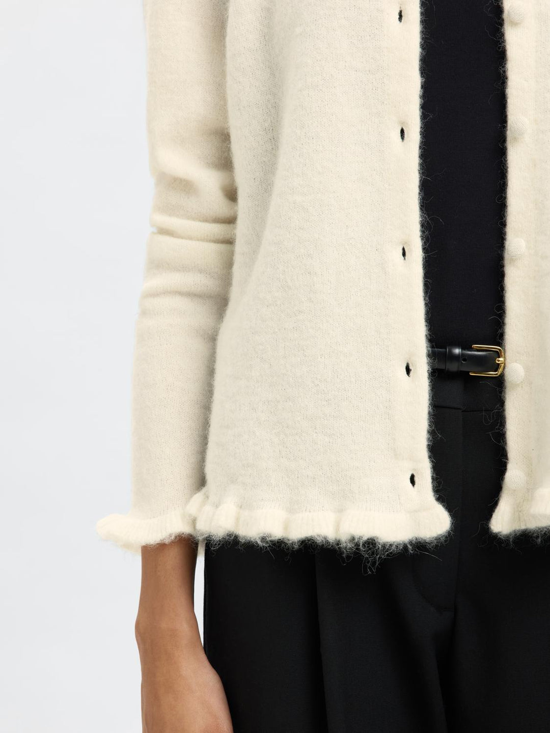 Slflulu Frill Ls Knit Cardigan