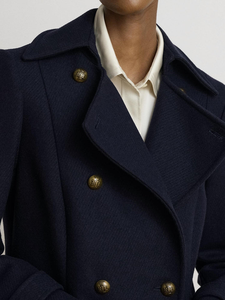 Wool-blend twill coat