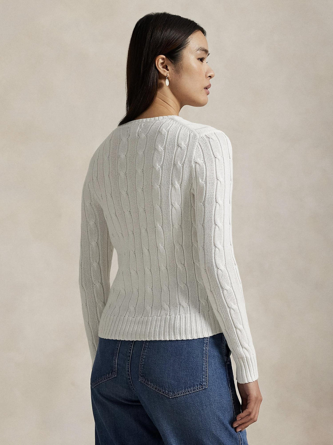 Cable knit cotton crewneck