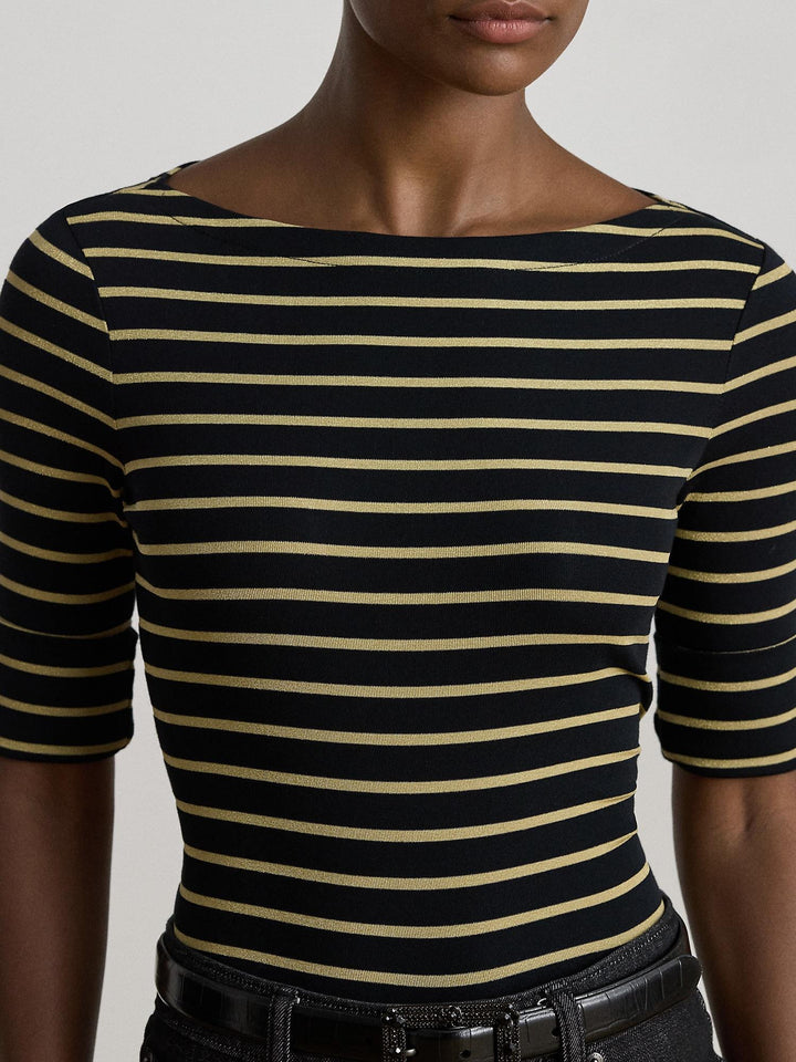 Metallic Striped Boatneck Tee