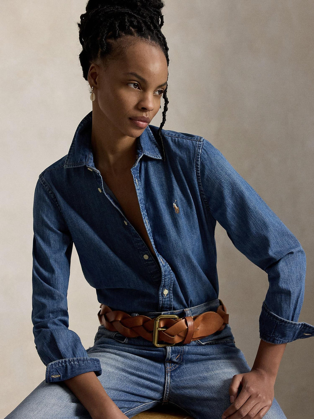 Slim fit denim shirt